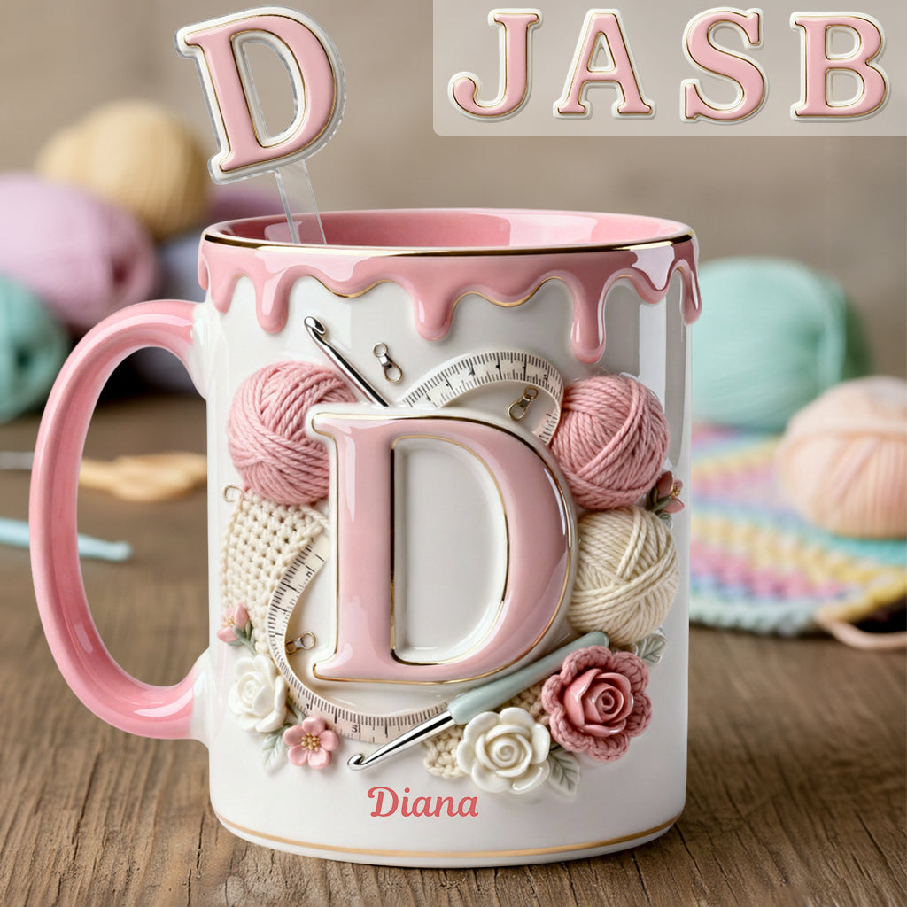 Love Crochet - Personalized Crocheting Set Accent Mug with Acrylic Stirrers