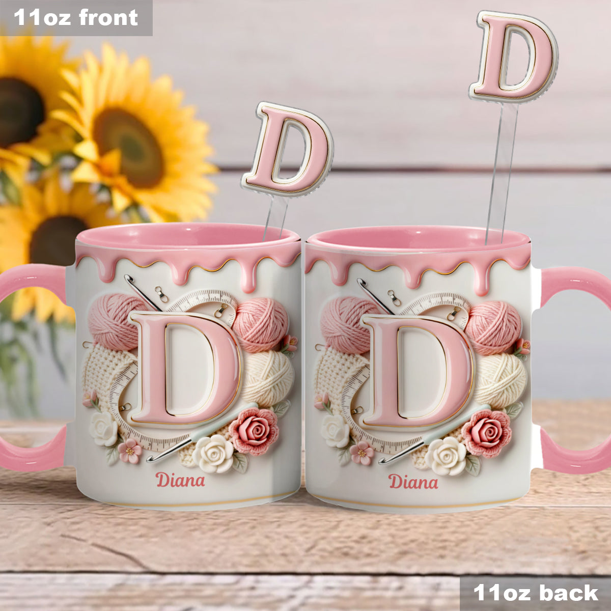 Love Crochet - Personalized Crocheting Set Accent Mug with Acrylic Stirrers