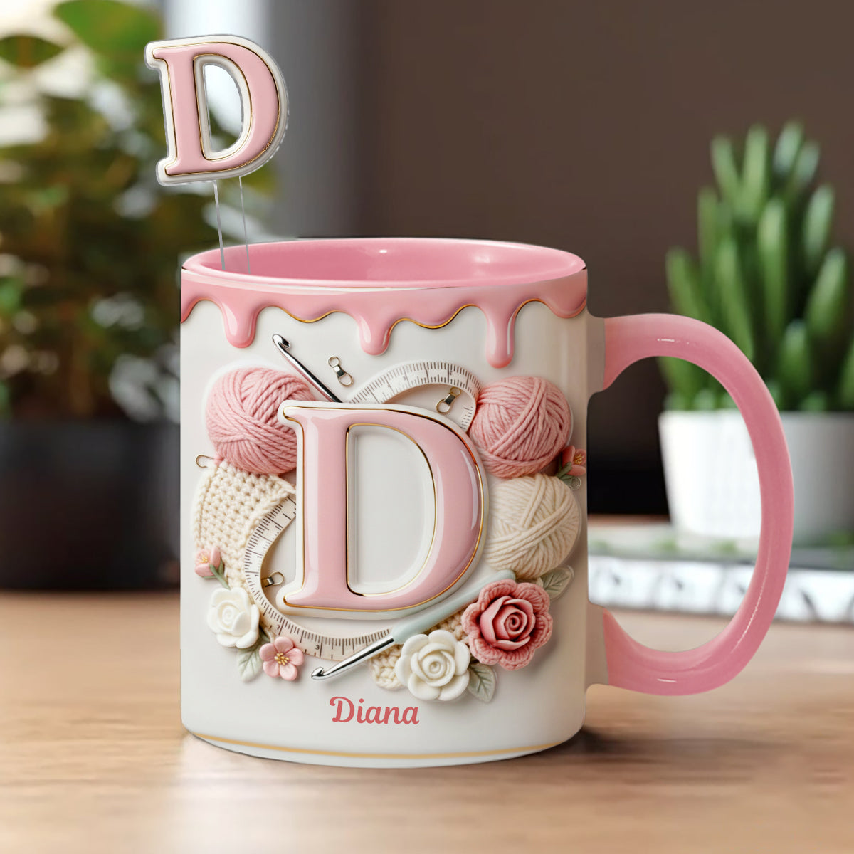 Love Crochet - Personalized Crocheting Set Accent Mug with Acrylic Stirrers
