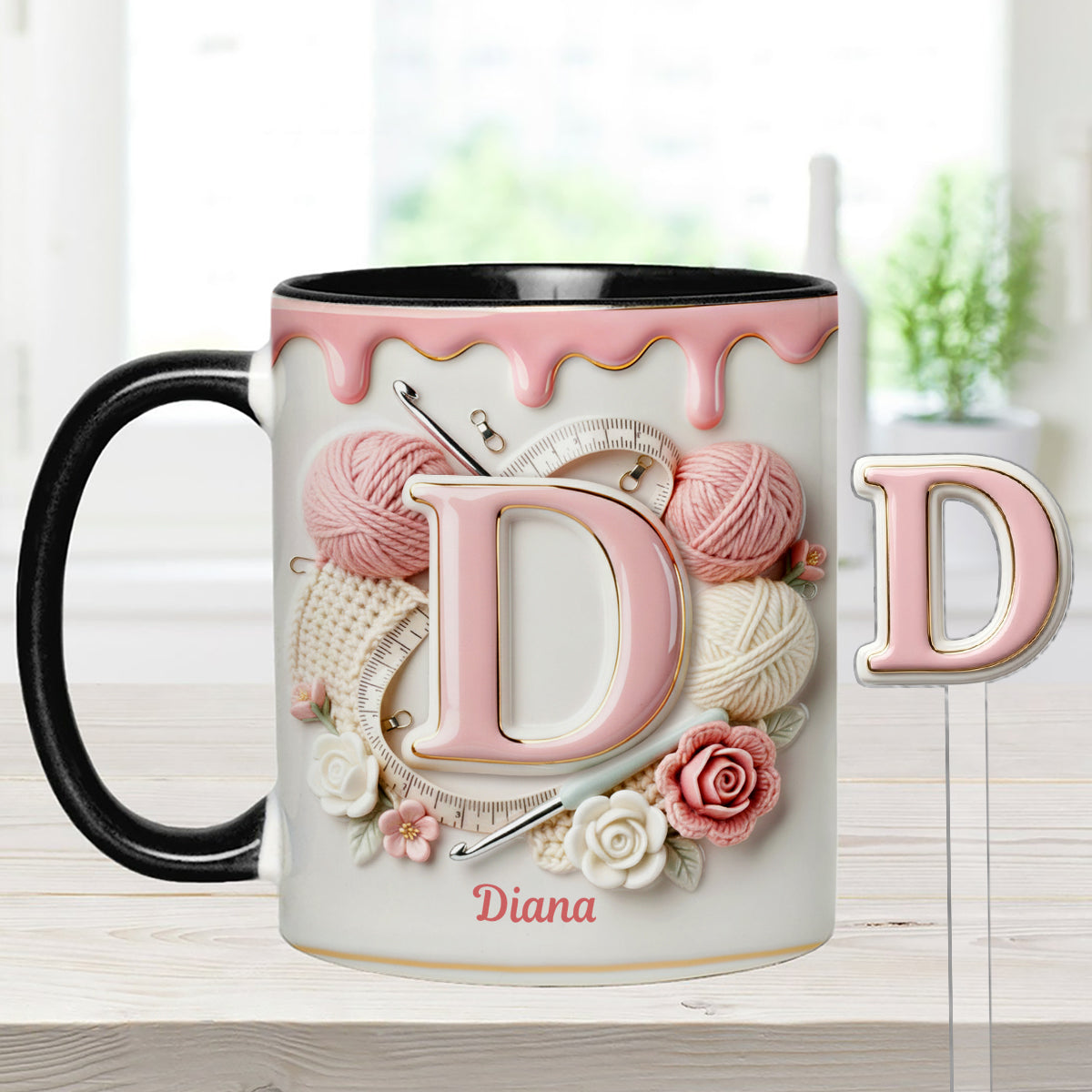 Love Crochet - Personalized Crocheting Set Accent Mug with Acrylic Stirrers