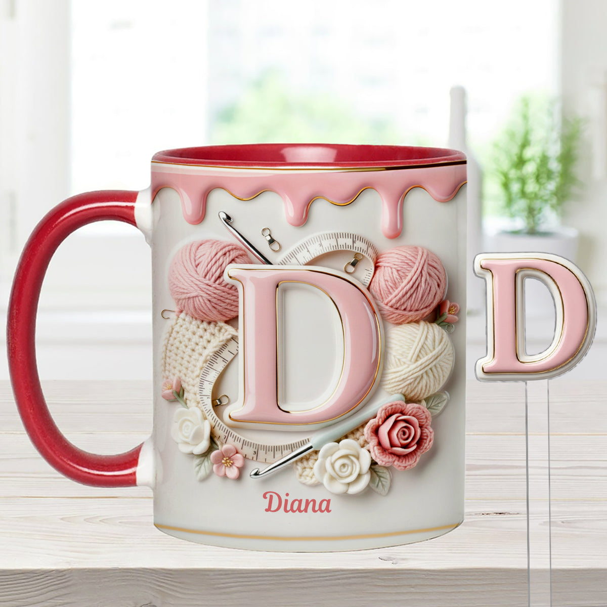 Love Crochet - Personalized Crocheting Set Accent Mug with Acrylic Stirrers