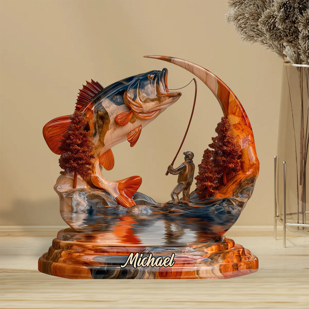 Love Fishing - Personalized Fishing Custom Shaped Acrylic Plaque