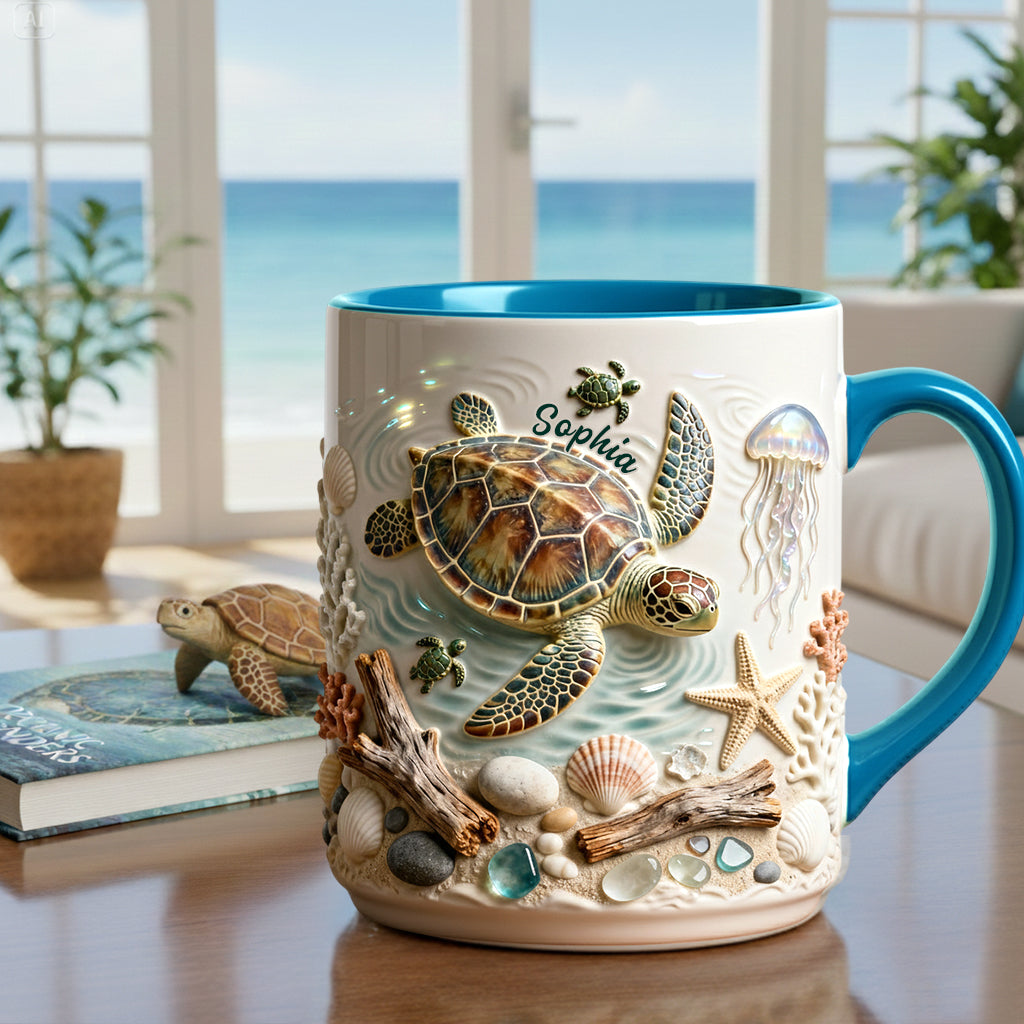 Love Turtles - Personalized Turtle Accent Mug & Coaster