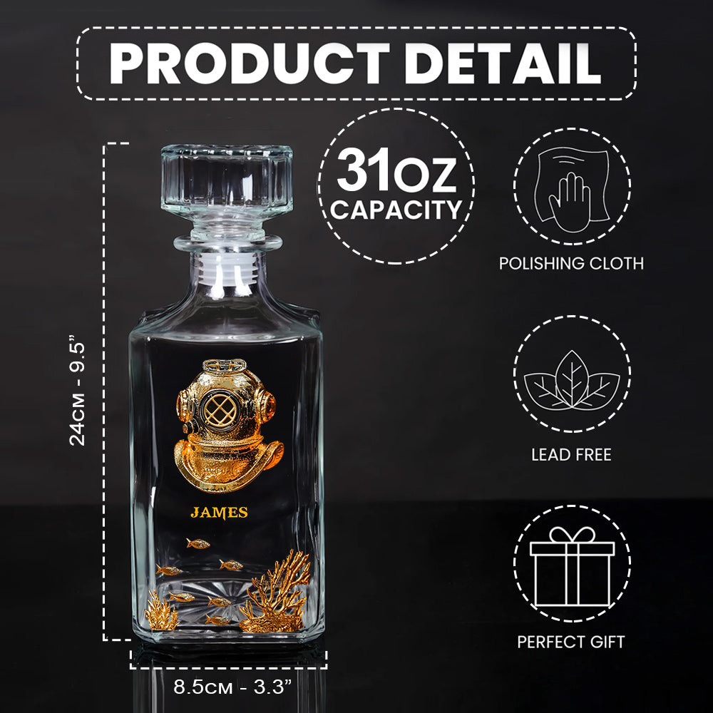 Scuba Diving Lovers Gift - Personalized Scuba Diving Whiskey Decanter Set