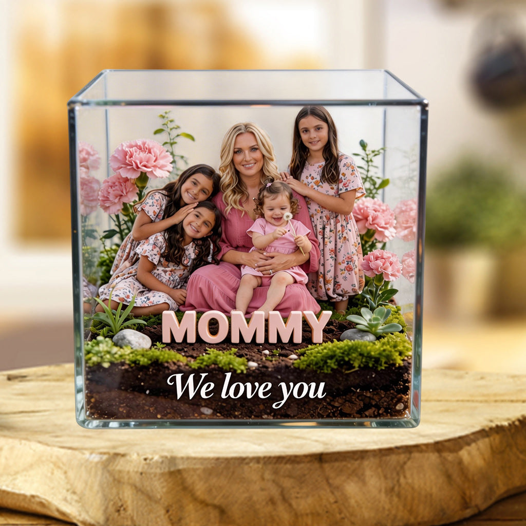 Mom Gift Block and Flower - Personalized Mother Custom Shaped Acrylic Plaque