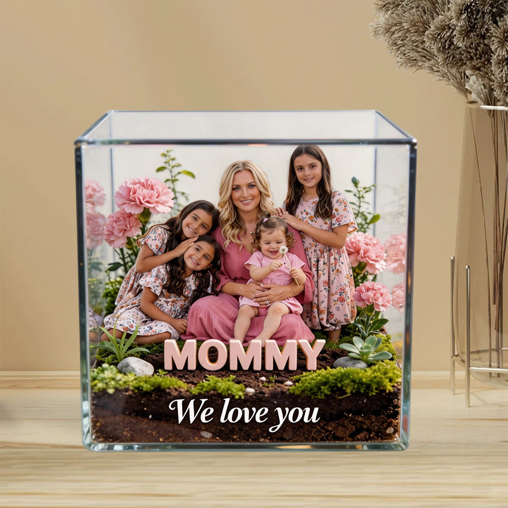 Mom Gift Block and Flower - Personalized Mother Custom Shaped Acrylic Plaque