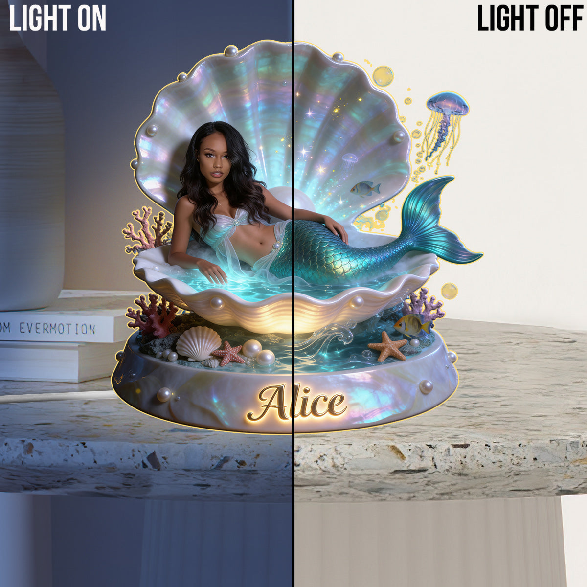 Mermaid Theme, Mermaid Lovers - Personalized Mermaid Acrylic LED Night Light