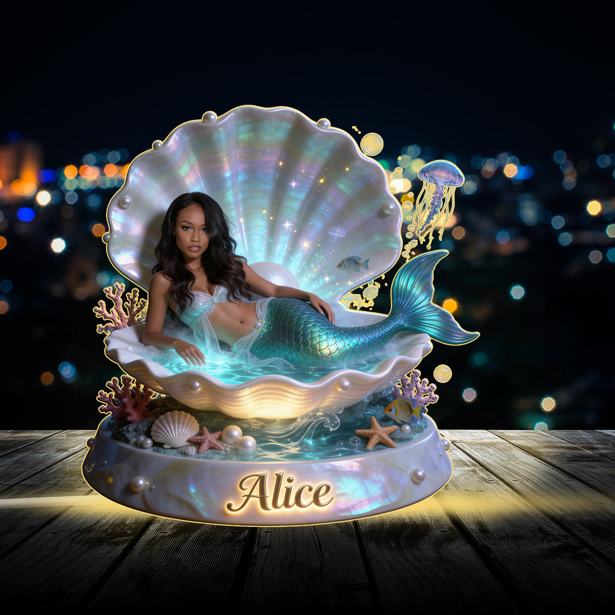 Mermaid Theme, Mermaid Lovers - Personalized Mermaid Acrylic LED Night Light