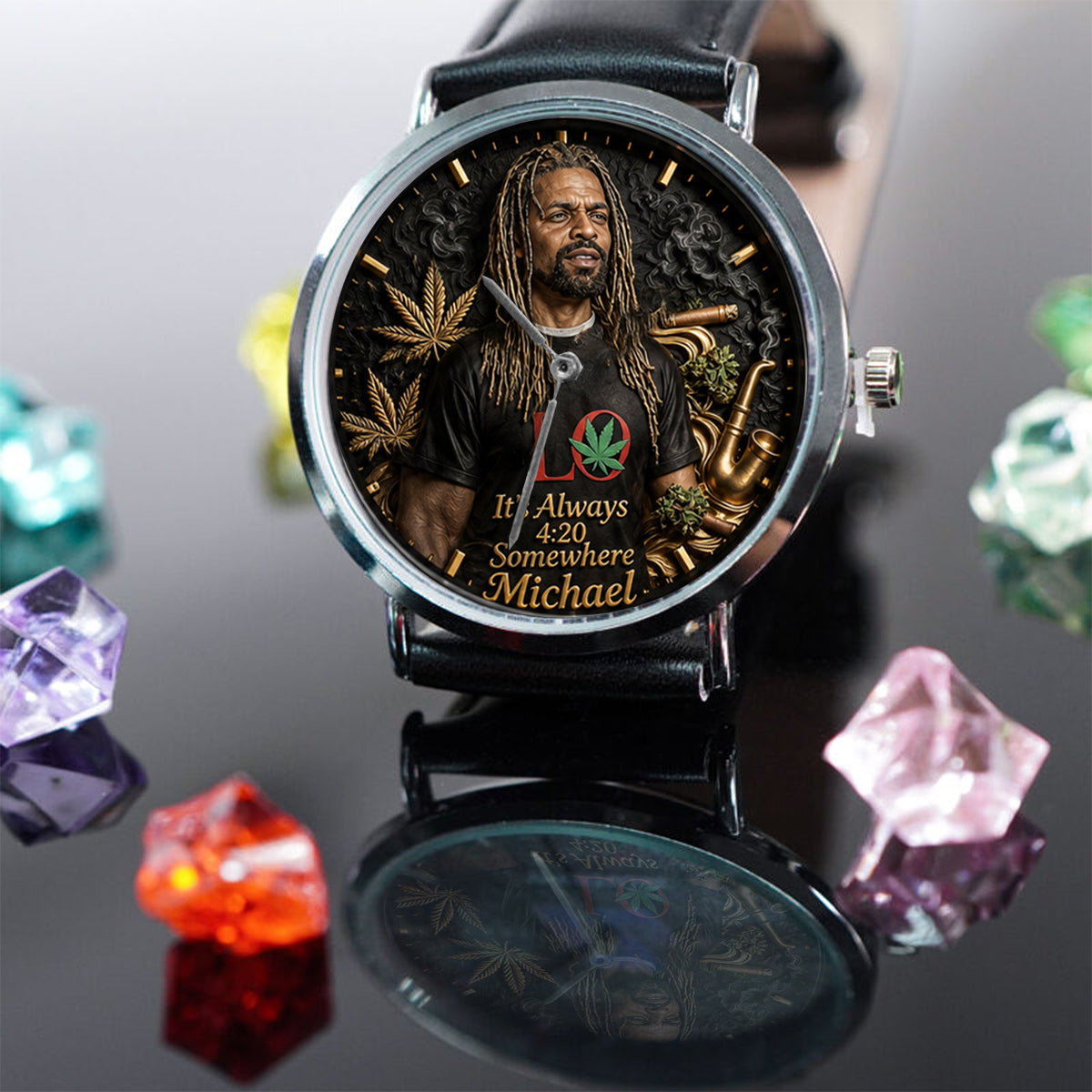 World's Dopest Dad, It's Always 4:20 Somewhere - Personalized Weed Hand Watch