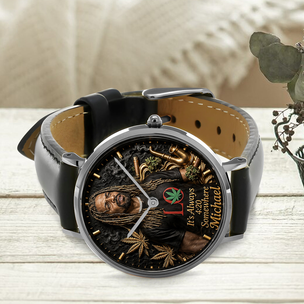 World's Dopest Dad, It's Always 4:20 Somewhere - Personalized Weed Hand Watch