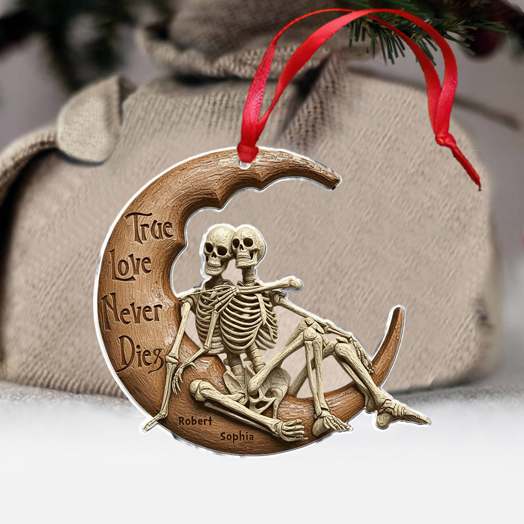 True Love Never Dies Skull Couple - Personalized Skull Ornament