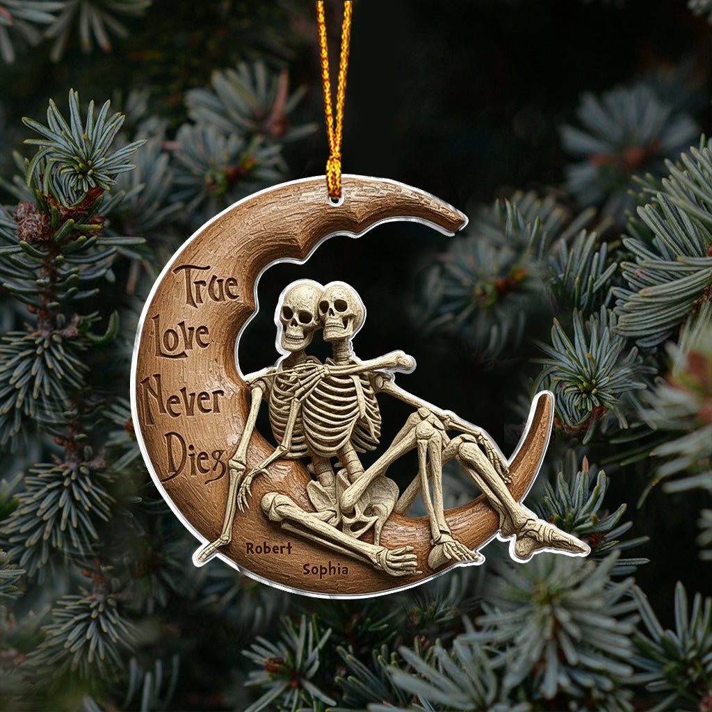 True Love Never Dies Skull Couple - Personalized Skull Ornament