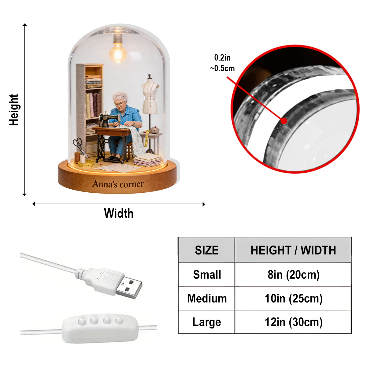 Love Sewing - Personalized Sewing Acrylic LED Night Light