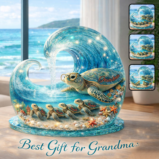 Sea Turtle Grandma Gift - Personalized Grandma Custom Shaped Acrylic Plaque