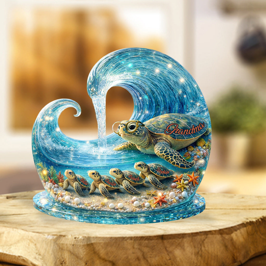 Sea Turtle Grandma Gift - Personalized Grandma Custom Shaped Acrylic Plaque