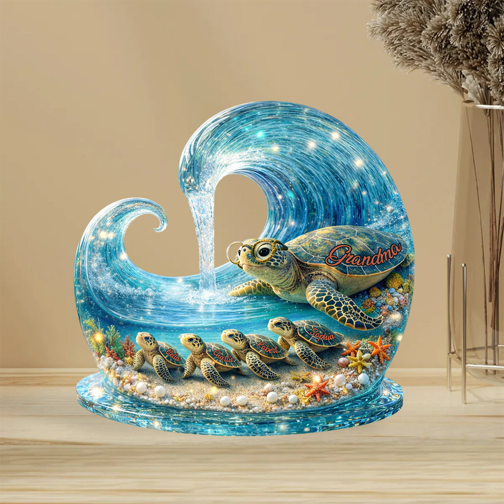 Sea Turtle Grandma Gift - Personalized Grandma Custom Shaped Acrylic Plaque
