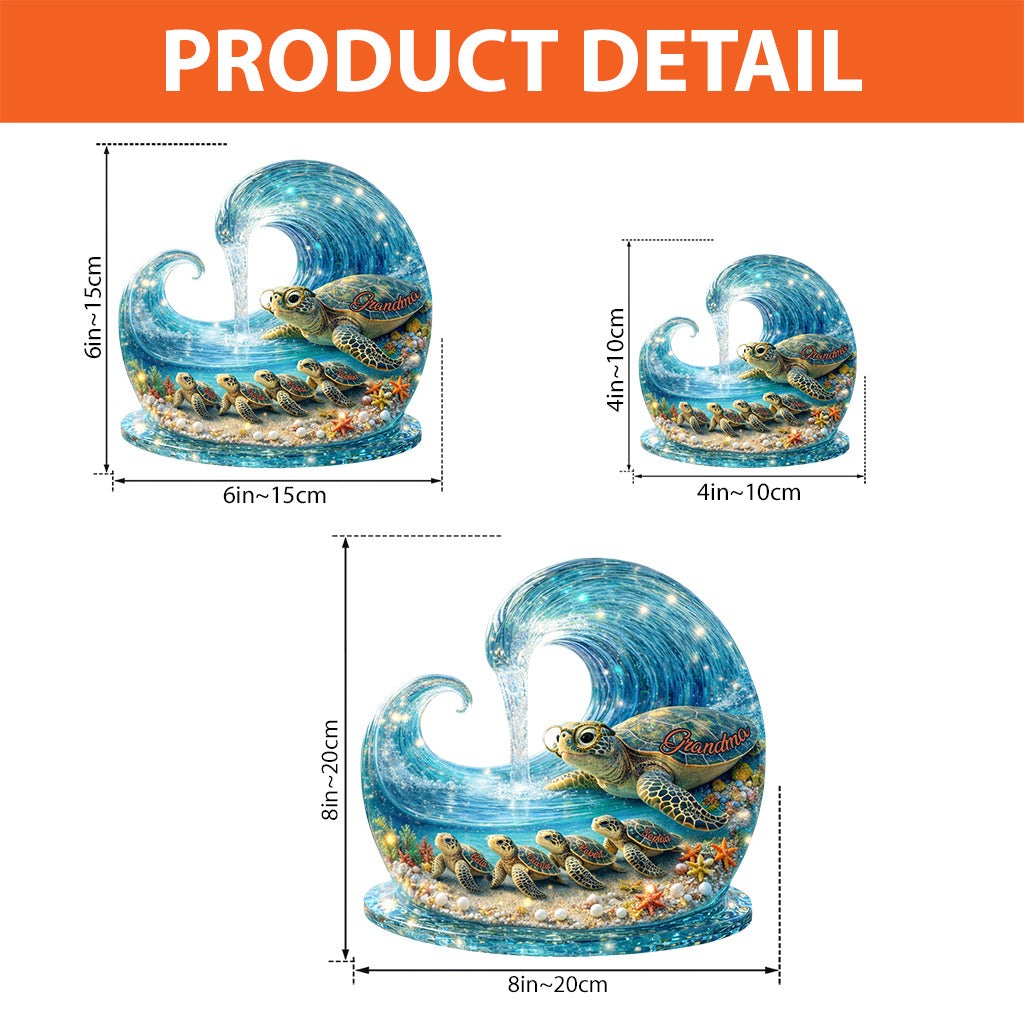Sea Turtle Grandma Gift - Personalized Grandma Custom Shaped Acrylic Plaque
