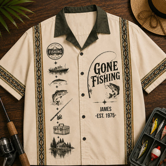 Gone Fishing - Personalized Fishing Hawaiian Shirt