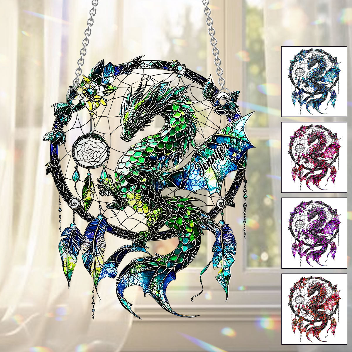 Mystical Dragon - Personalized Dragon Window Hanging Suncatcher Ornament
