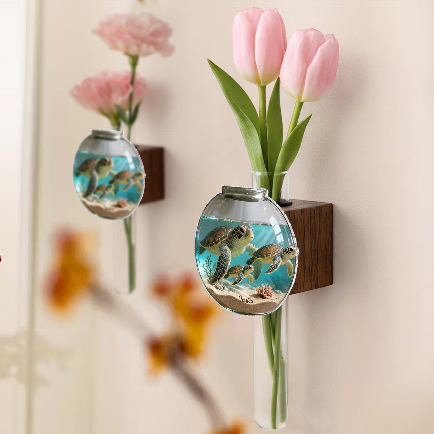 Love Turtle - Personalized Turtle Magnetic Flower Vase