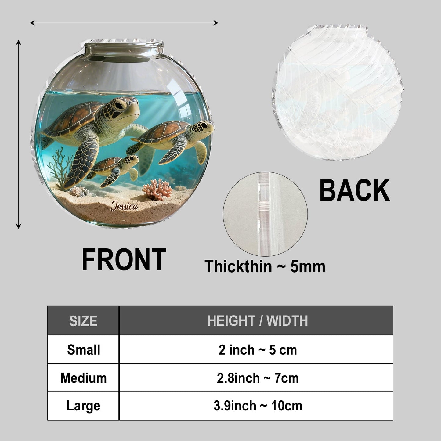 Love Turtle - Personalized Turtle Magnetic Flower Vase