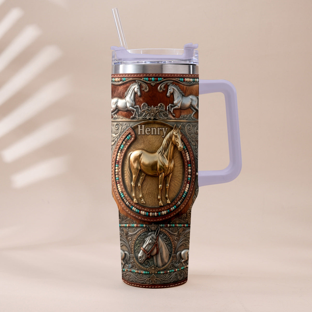 Love Horses - Personalized Horse Tumbler With Plush Charm