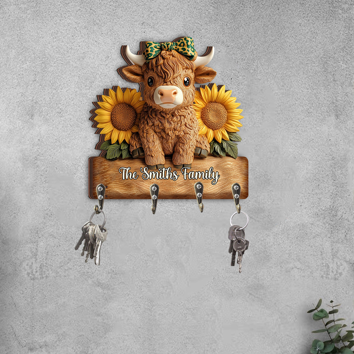 Love Highland Cows - Personalized Highland Cow Custom Shaped Key Rack