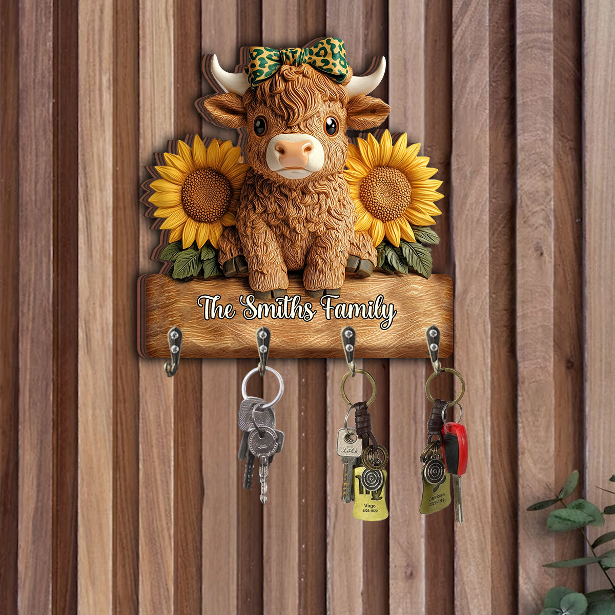 Love Highland Cows - Personalized Highland Cow Custom Shaped Key Rack