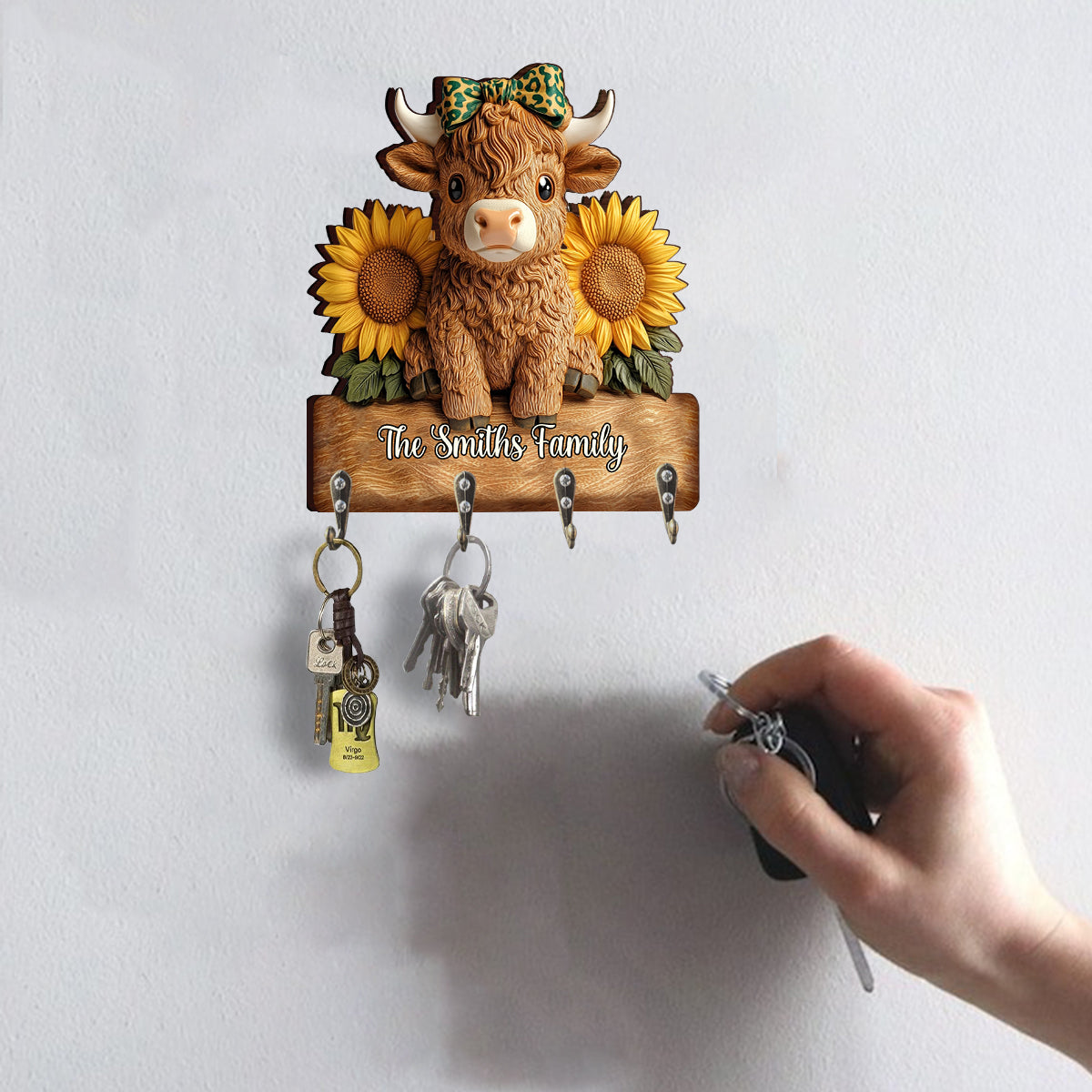 Love Highland Cows - Personalized Highland Cow Custom Shaped Key Rack