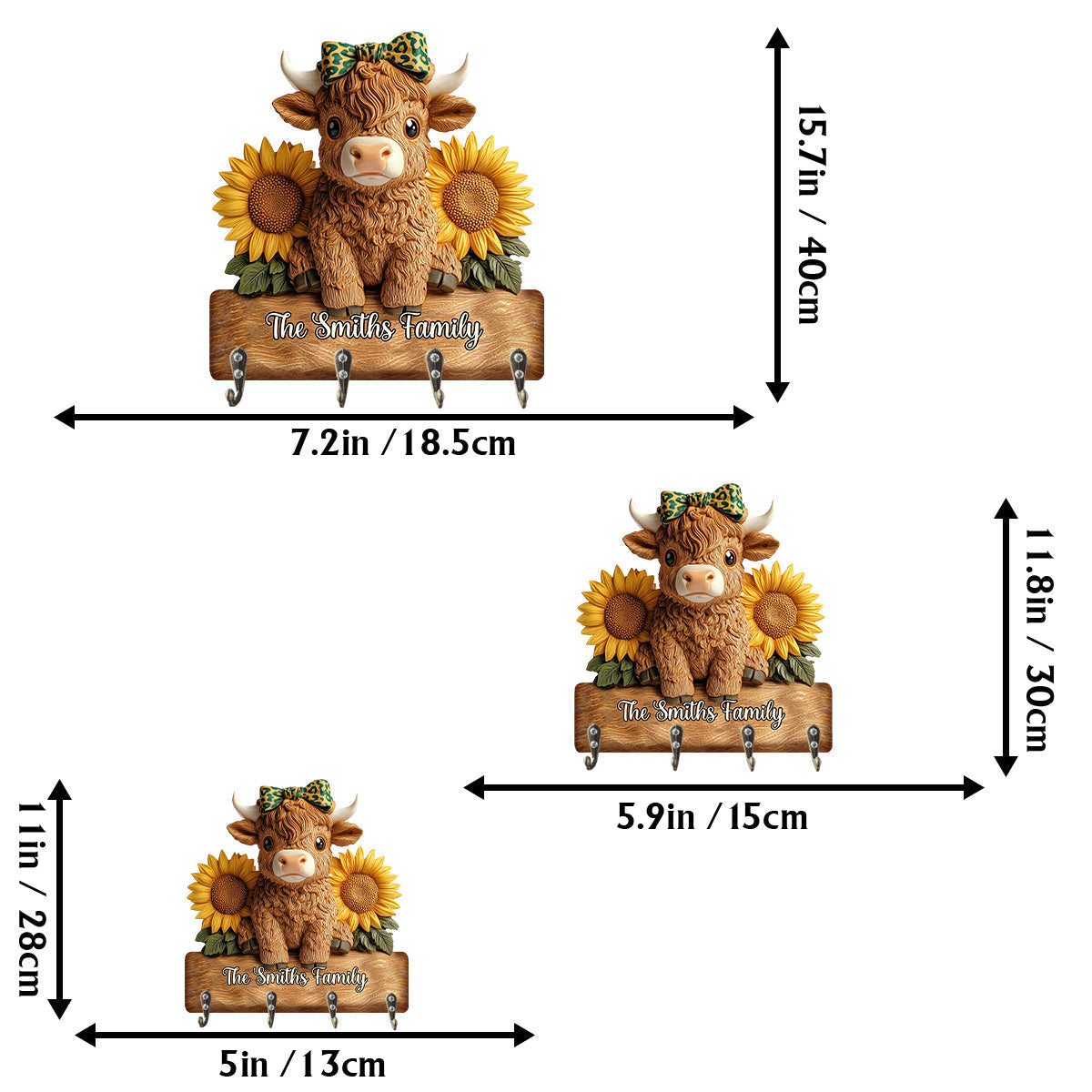 Love Highland Cows - Personalized Highland Cow Custom Shaped Key Rack