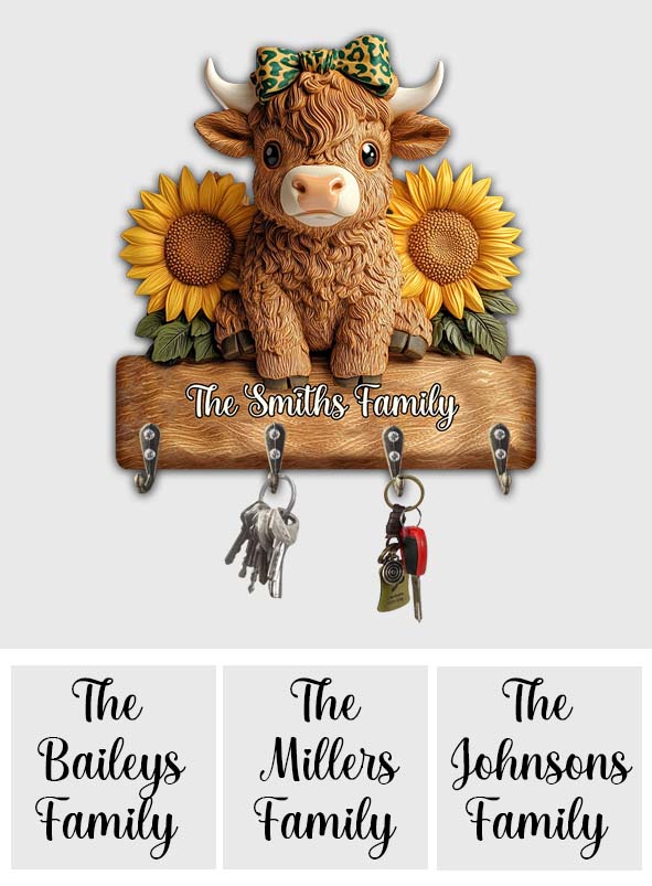 Love Highland Cows - Personalized Highland Cow Custom Shaped Key Rack