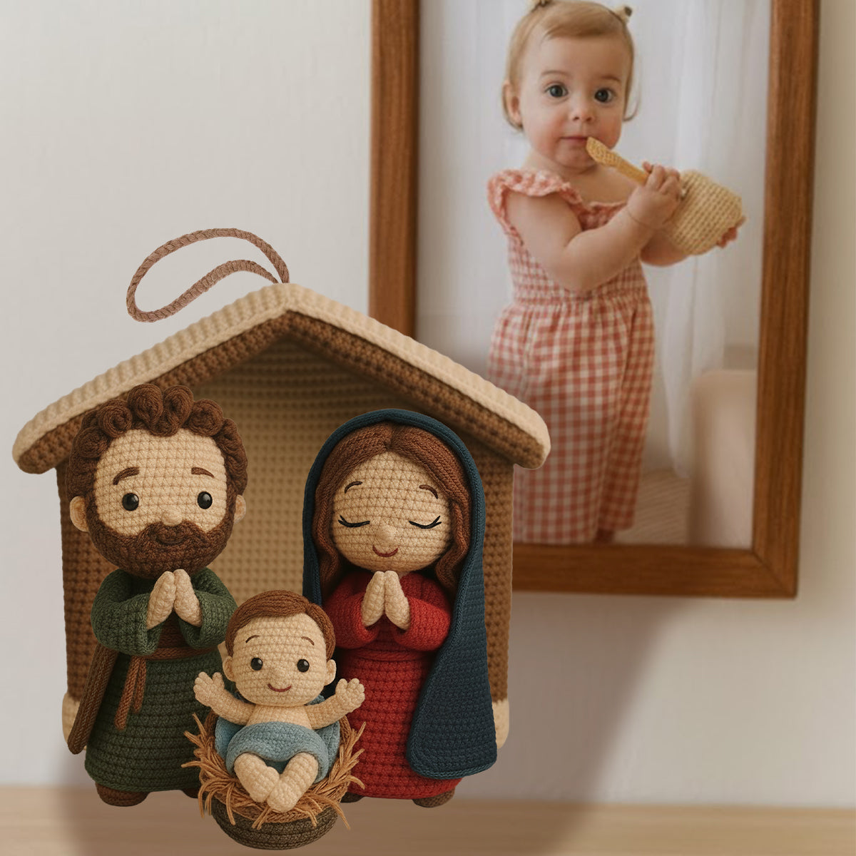 Nativity Scene Jesus - Personalized Christian Handmade Crochet Ornament