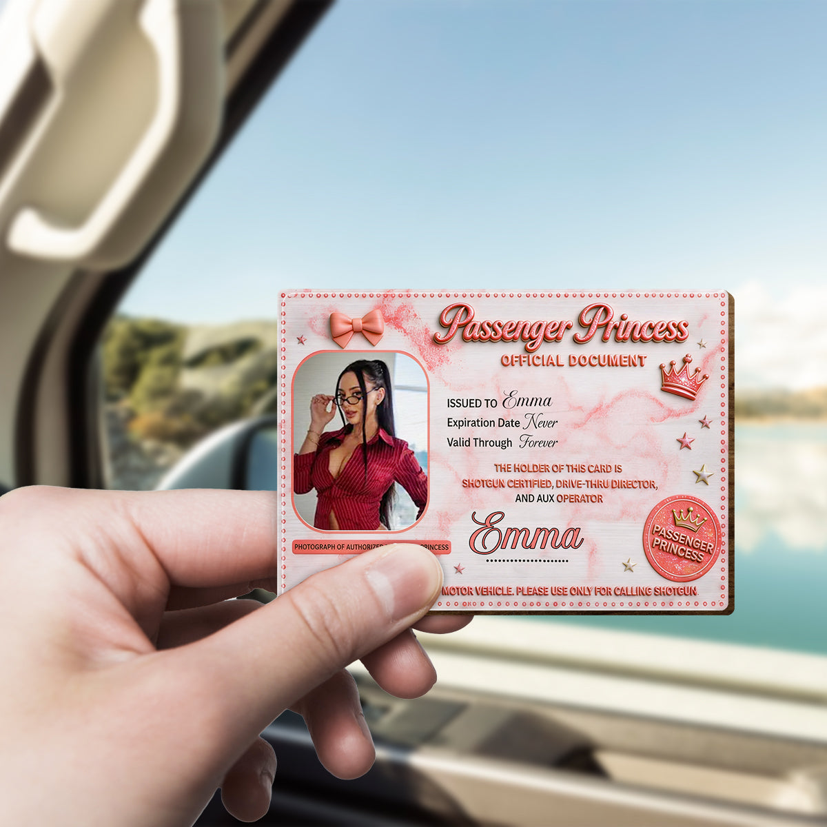 Passenger Princess Card - Personalized Couple Shaped Car Visor Clip