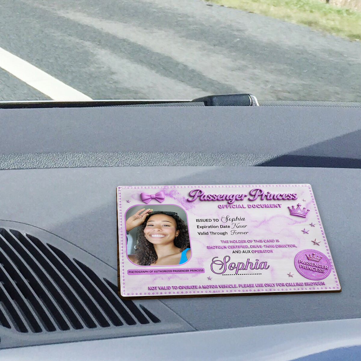Passenger Princess Card - Personalized Couple Shaped Car Visor Clip