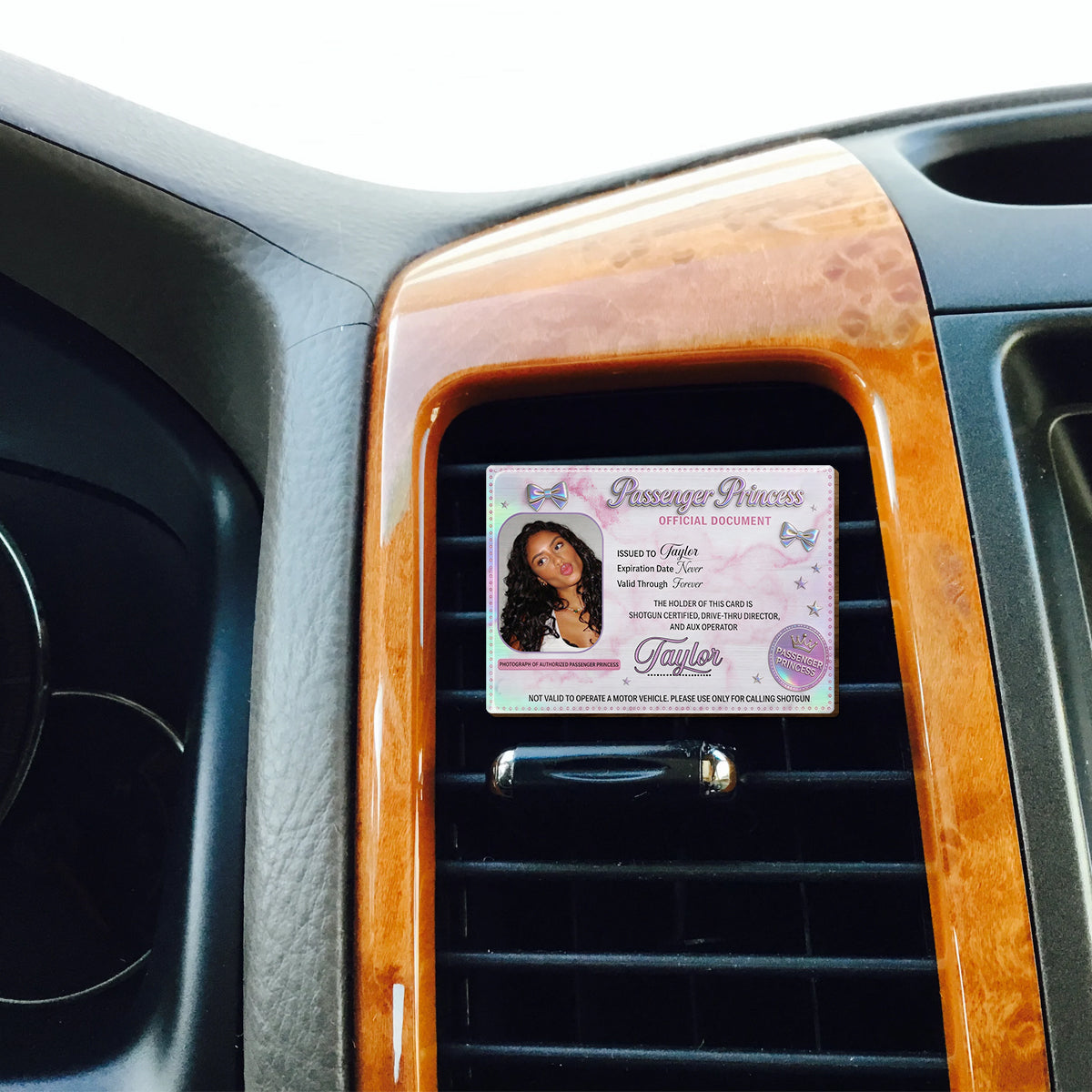 Passenger Princess Card - Personalized Couple Shaped Car Visor Clip