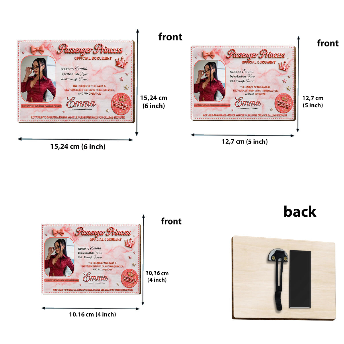 Passenger Princess Card - Personalized Couple Shaped Car Visor Clip