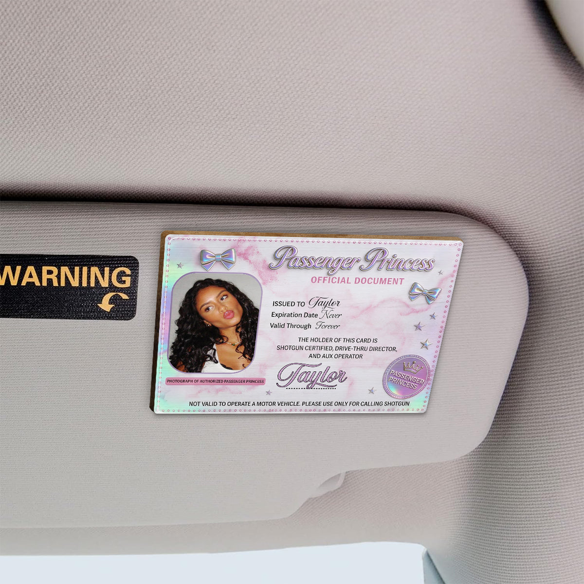 Passenger Princess Card - Personalized Couple Shaped Car Visor Clip