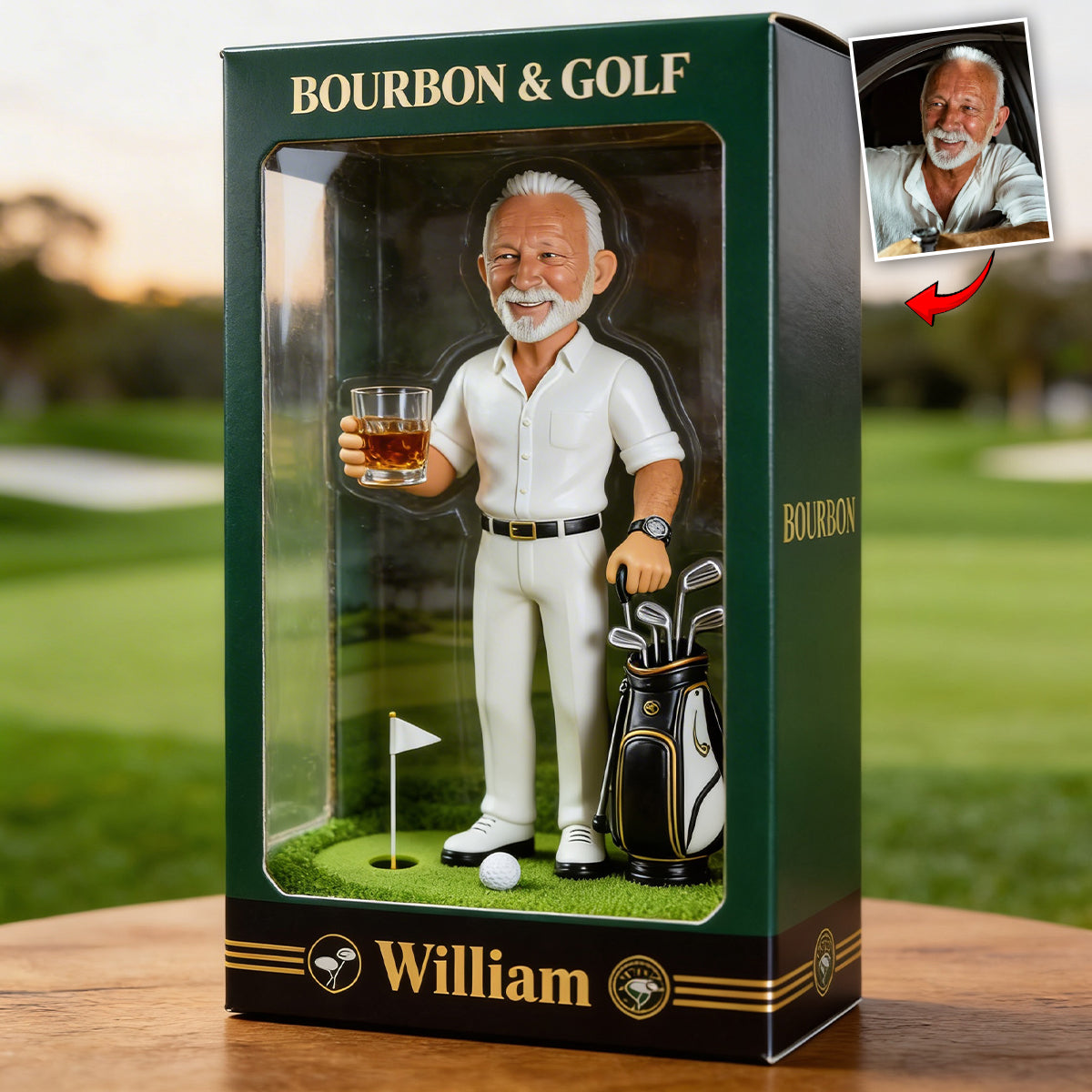 Whiskey, Bourbon, Wine And Golf - Personalized Golf Custom Shaped Acrylic Plaque