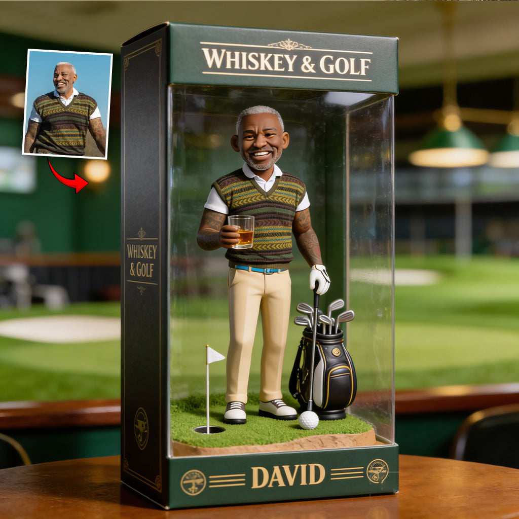 Whiskey, Bourbon, Wine And Golf - Personalized Golf Custom Shaped Acrylic Plaque