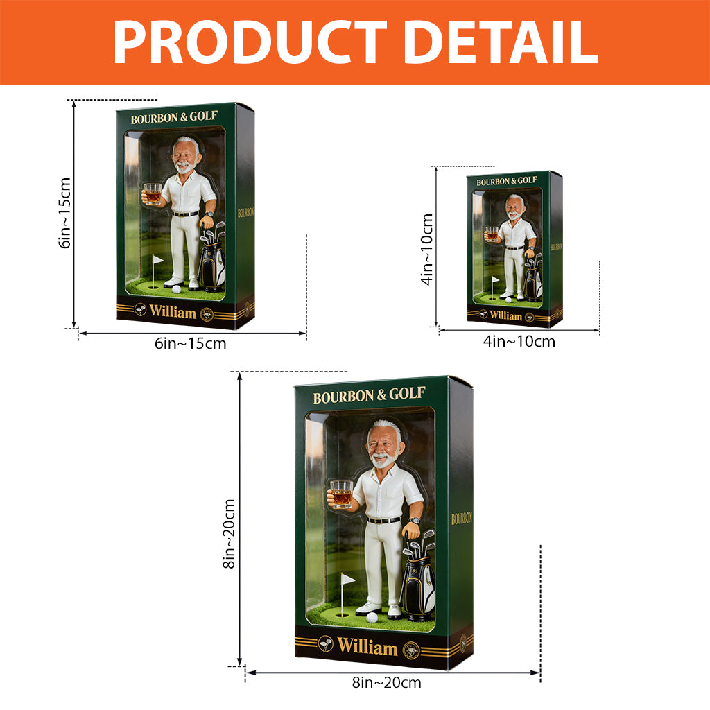 Whiskey, Bourbon, Wine And Golf - Personalized Golf Custom Shaped Acrylic Plaque