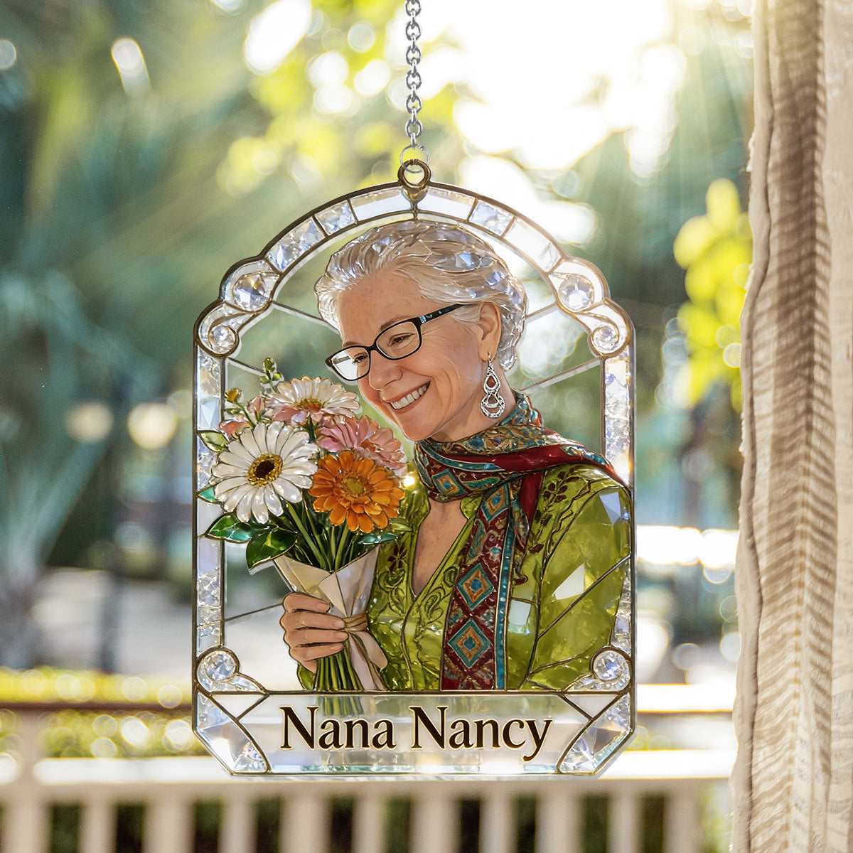 Mom Grandma Garden - Personalized Mother Window Hanging Suncatcher Ornament