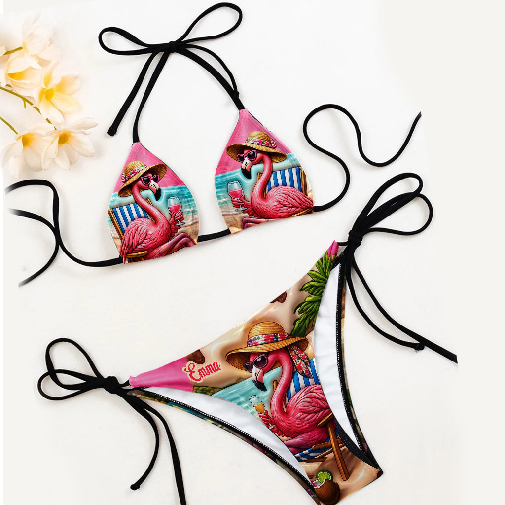 Love Flamingo - Personalized Flamingo Triangle Bikini Swimsuit