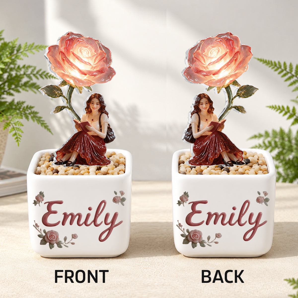 Bloom Within - Personalized Book LED Light Ceramic Pot