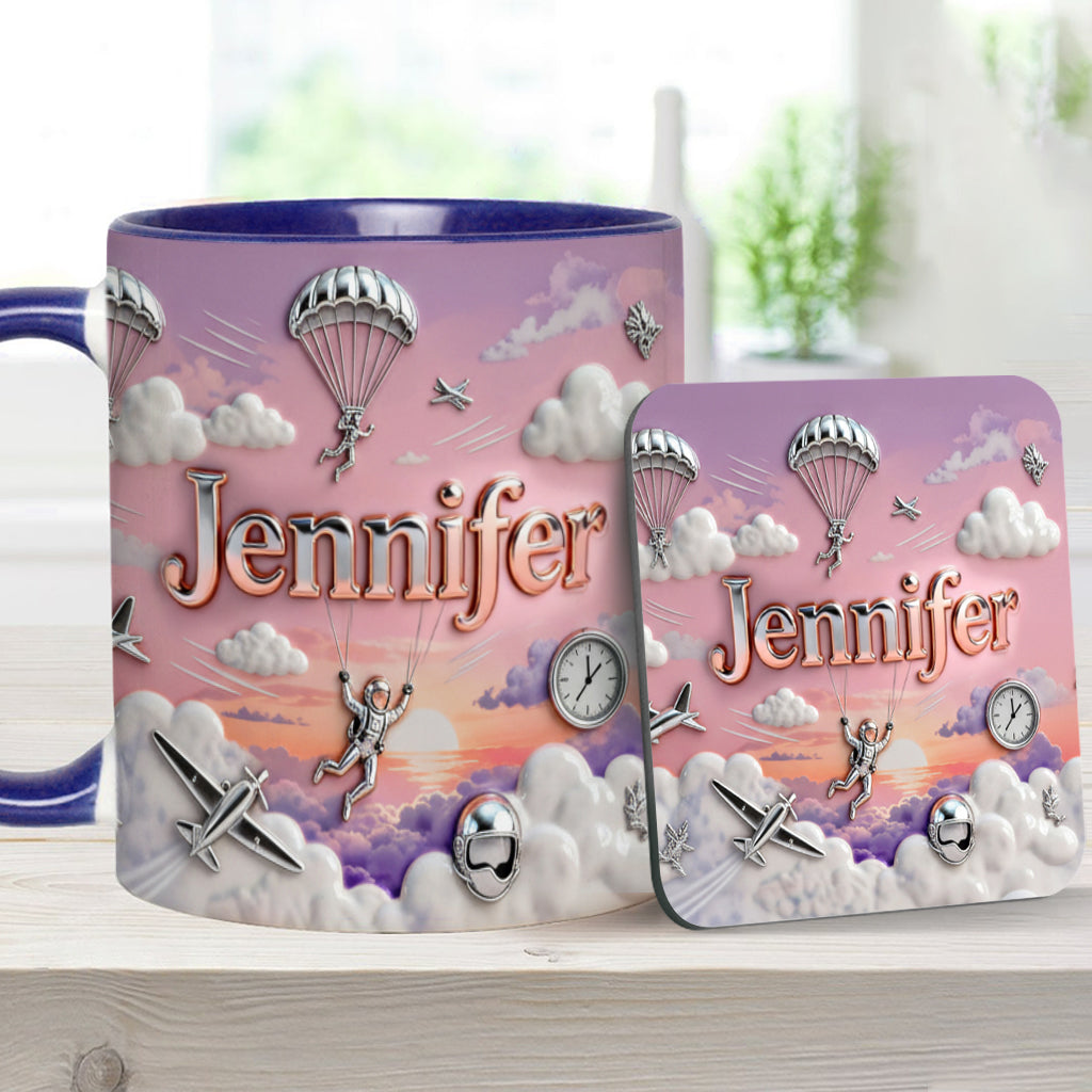 Love SkyDiving - Personalized Skydiving Accent Mug & Coaster