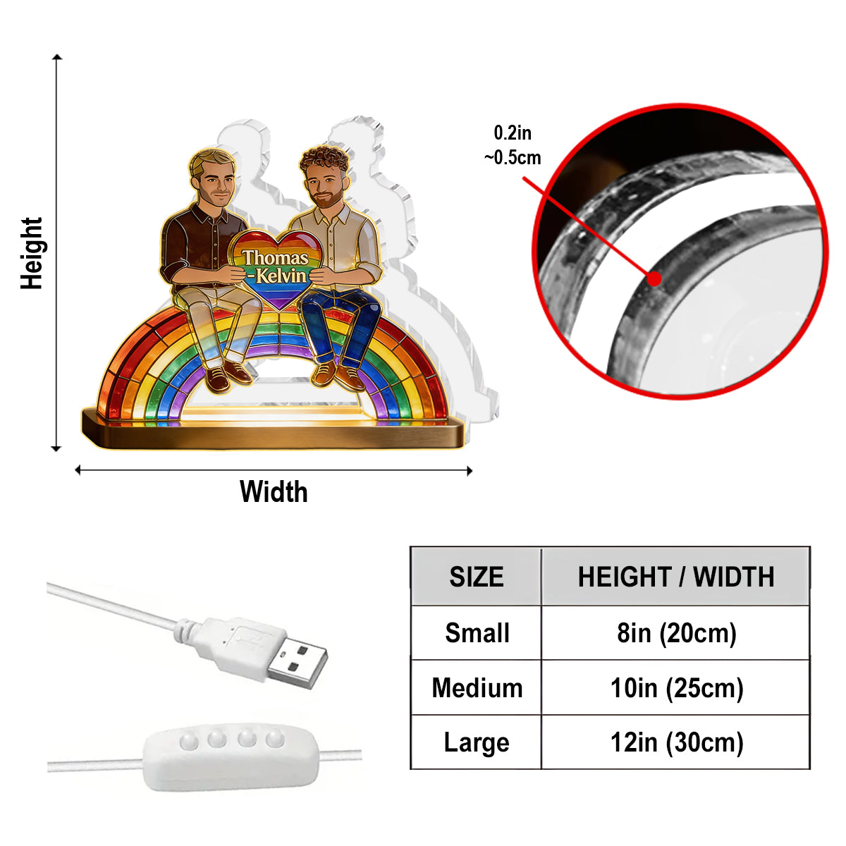 Love Is Love - Personalized LGBT Support Acrylic LED Night Light