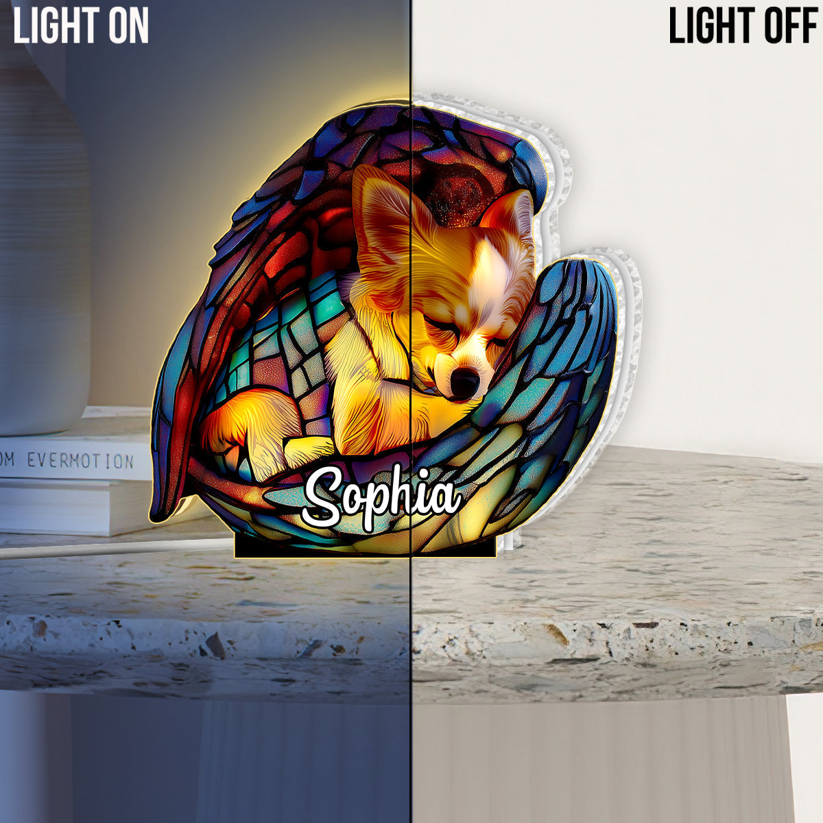 Sleeping Chihuahua - Personalized Dog Acrylic LED Night Light