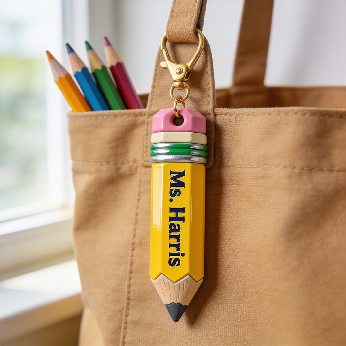 Pencil-Shaped Teacher Gift - Personalized Teacher Keychain