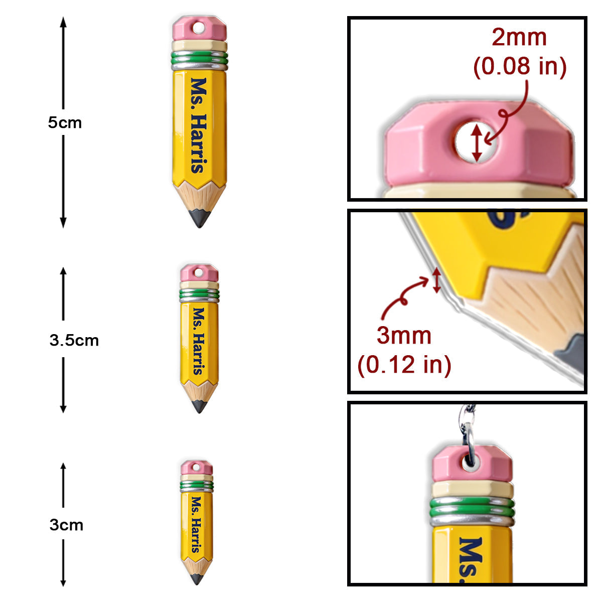 Pencil-Shaped Teacher Gift - Personalized Teacher Keychain