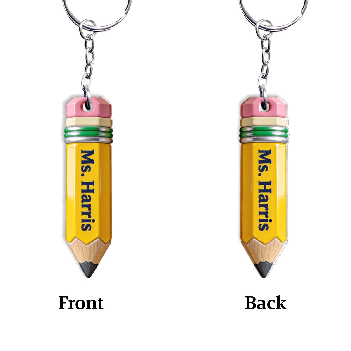 Pencil-Shaped Teacher Gift - Personalized Teacher Keychain