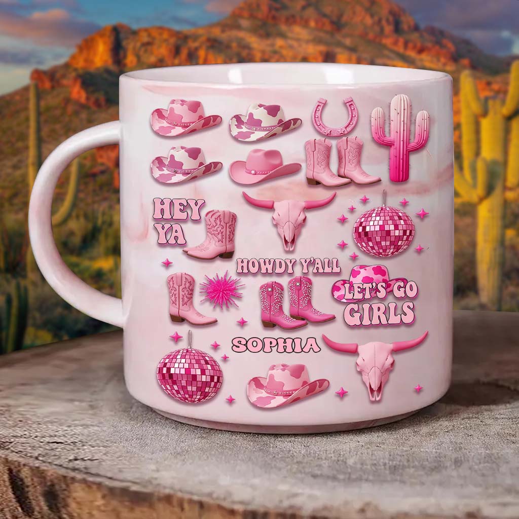 Pink Cowgirl - Personalized Cowgirl Marble Mug